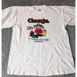 Vintage 90's Weed Shirt  Mens XL Jamaica Graphic Tee Ganja Firefighter Rasta